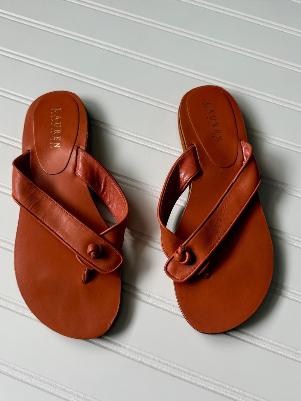 Lauren Ralph Lauren Leather Knotted Thong Sandals